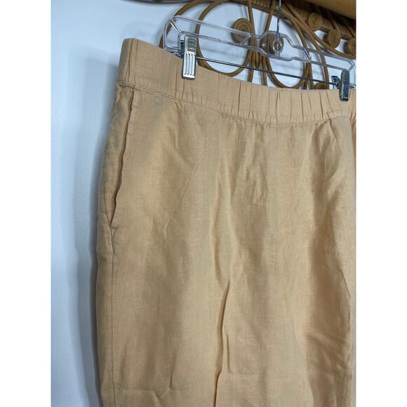 Pure Jill Garment dyed linen orange pull on pants XL - Picture 2 of 6
